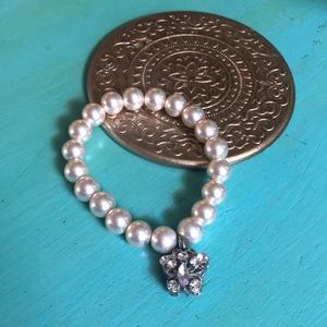 Pearl Bracelet with Butterfly Charm